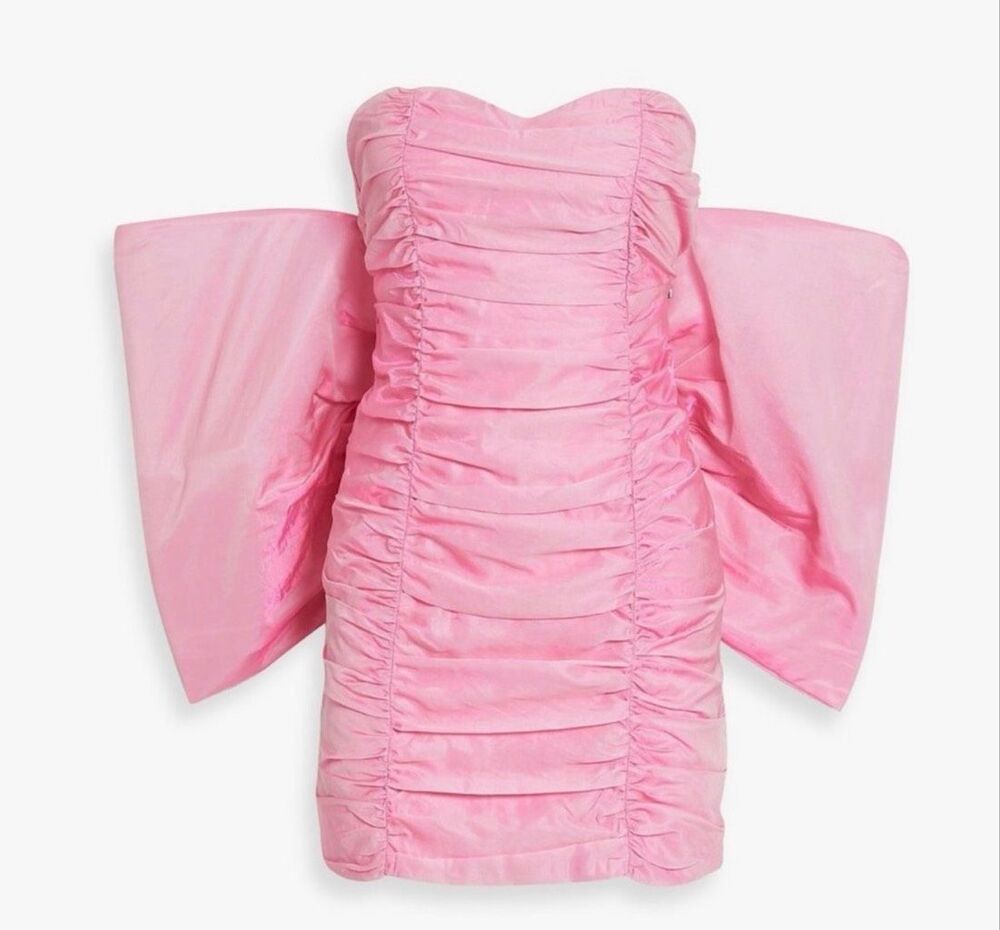 Rotate by REMAIN BIRGER CHRISTENSEN Bow-Embellished Satin Minidress in Pink NWOT